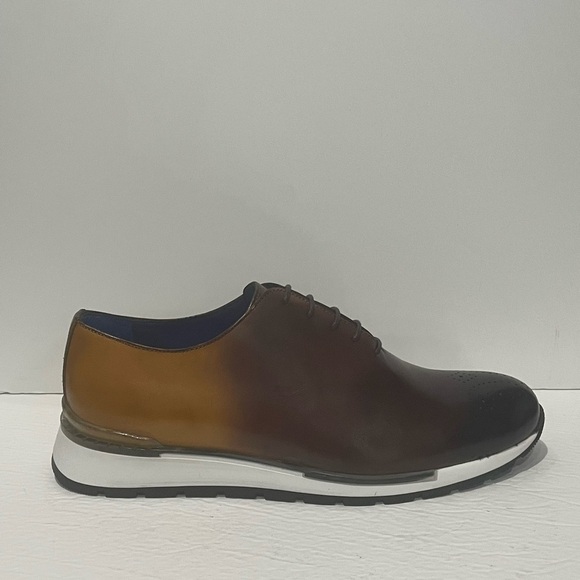 Emilio Franco shoes sneakers casual brown Oxford Italian leather - Picture 3 of 7